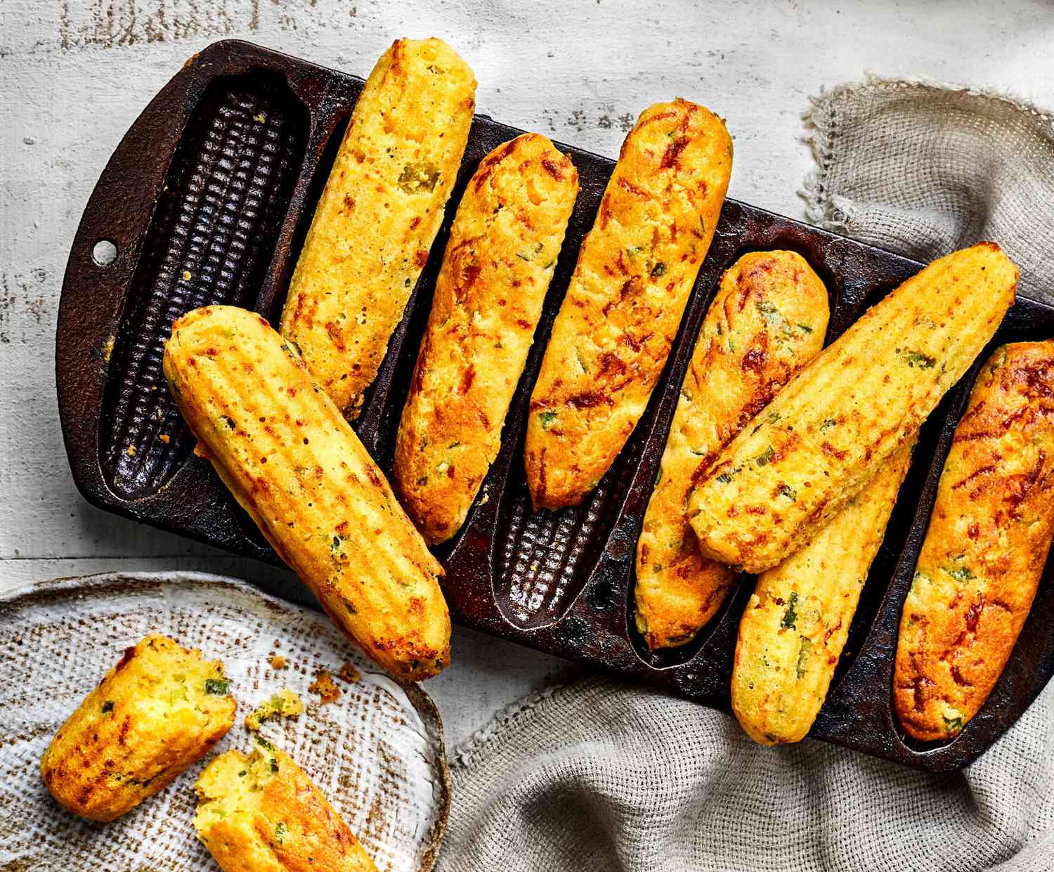 Cast iron bread stick baking pan fresh from the oven by Meiloz